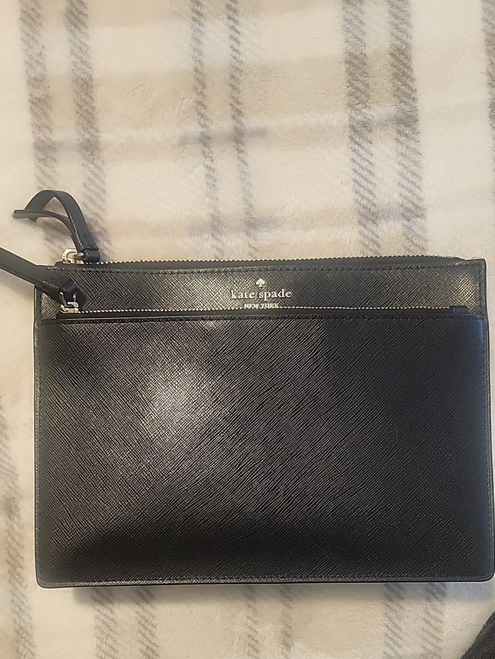 kate spade Black Saffiano Leather Men's Zip Clutch